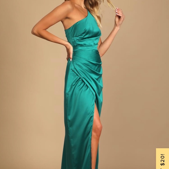 Green One Shoulder Lulu Dress - Picture 2 of 2